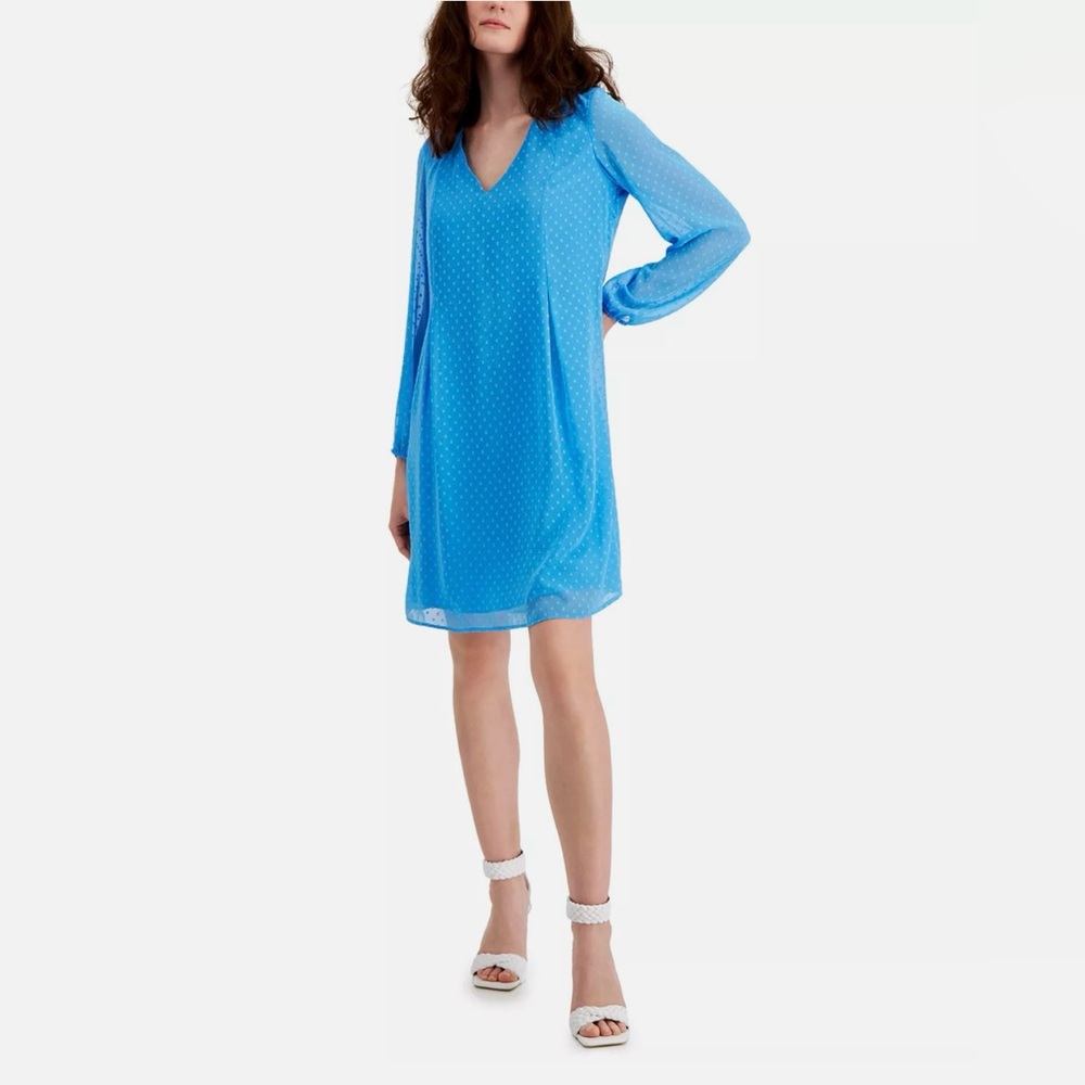 INC International Concepts Light Blue Long Sleeve Dress